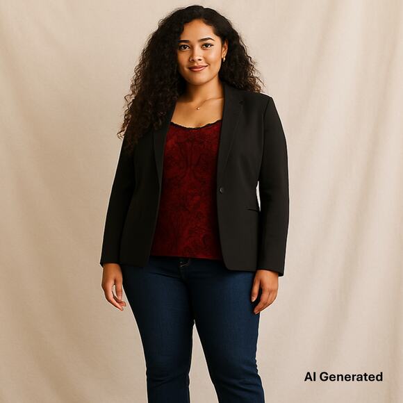 Coldwater Creek Red Black Damask Tank Top 1X Lace Trim Sleeveless Whimsigoth - Picture 7 of 12